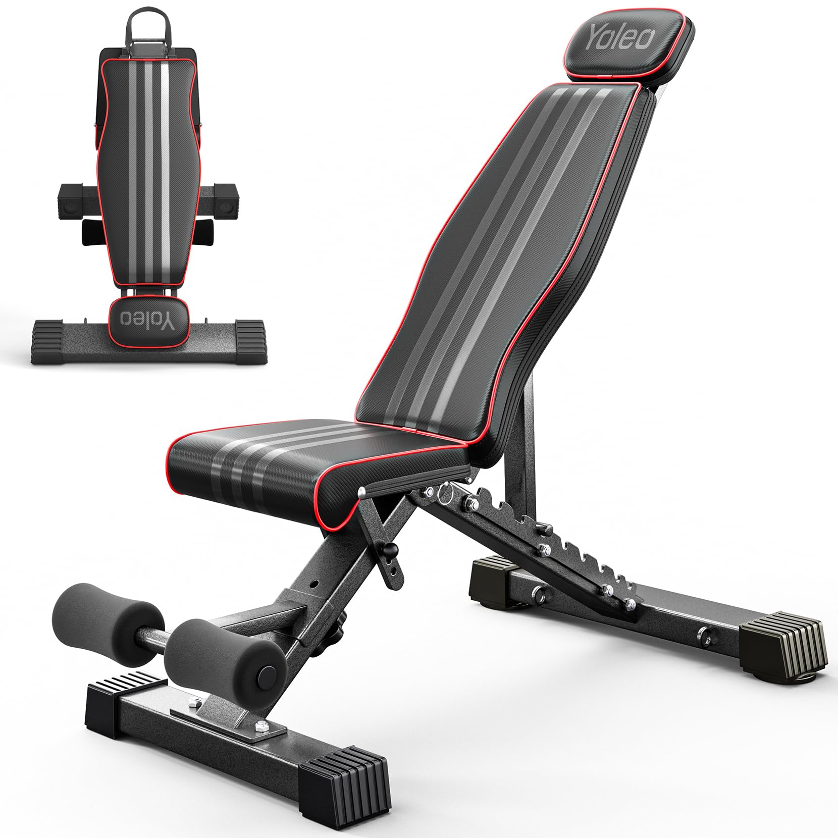 Photo 1 of Yoleo Adjustable Weight Bench, 660LB Foldable Workout Bench with Extended Head/Neck Protection/Spine Support for Bench Press, Fast Folding Incline Decline Flat Bench