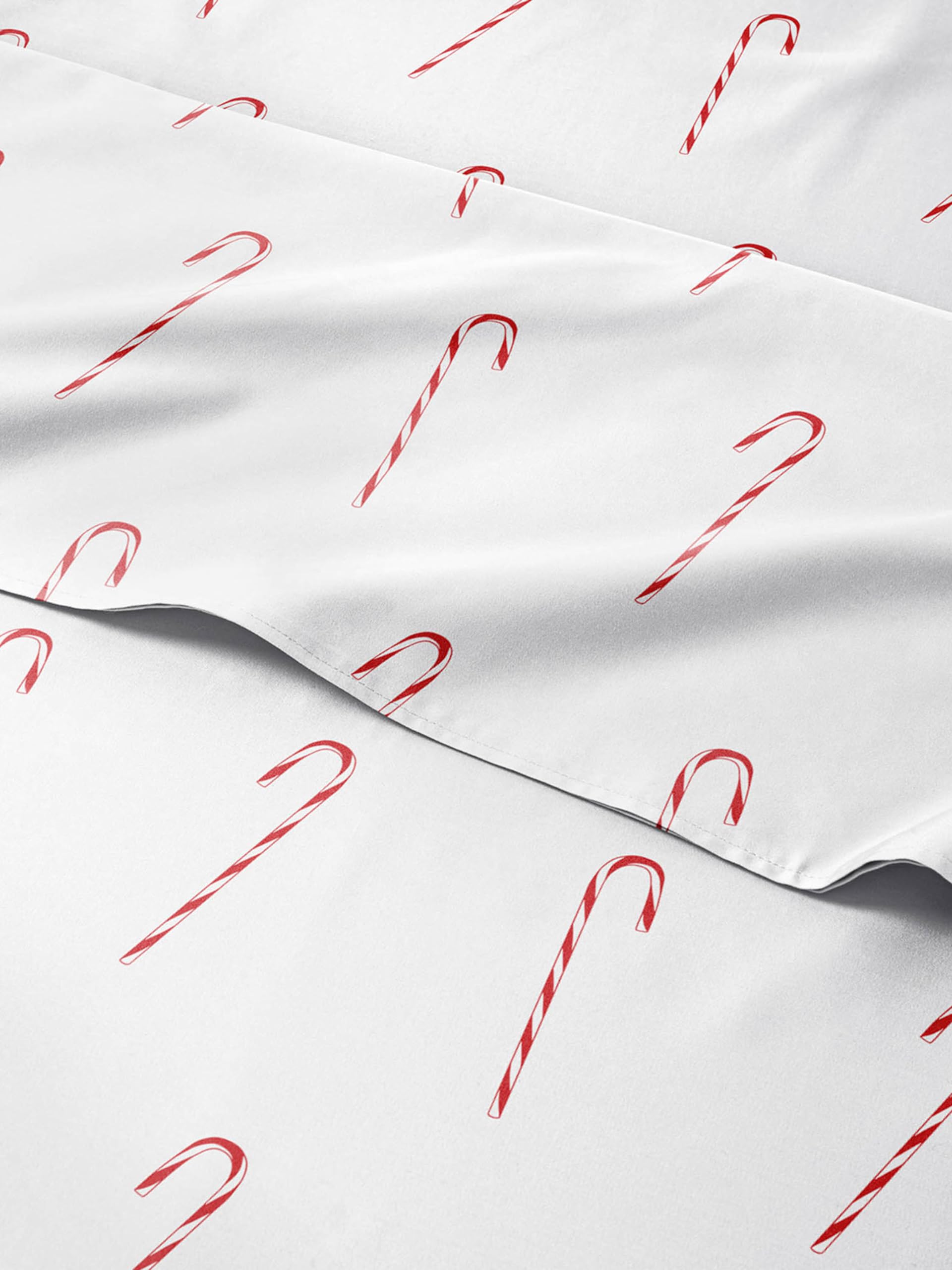 Full Christmas Candy Canes Sheet Set - Holiday Xmas Pattern Bedding Set - Deep Pockets - Snug Fit - 4 Piece - Wrinkle Free - Cozy & Cooling Festive Winter - Holiday Sheets for Women, Men, Kids & Teens Image