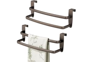iDesign 9-inch Over-The-Cabinet Double Towel Bar - Set of 2 - Bronze