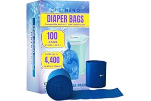 CHEFNENO Disposable Diaper Pail Refill Plastic Bag (100 count) Compatible with Ubbi Diaper Bag Pail 13 Gal Capacity Diaper Pail Bag Fits 8 Gallon Medium Kitchen Trash Bag Heavy Duty Large Garbage Bag, 100 Bags