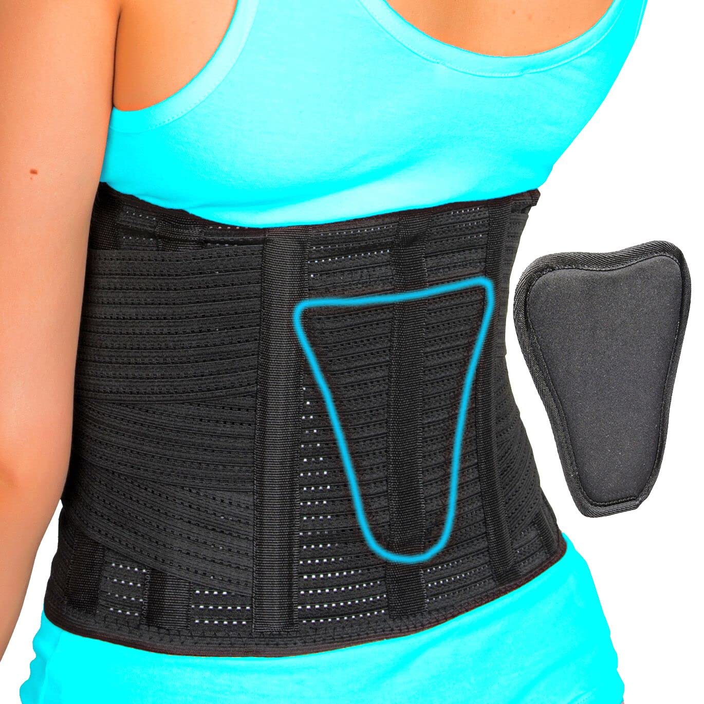 AVESTON Back Brace for Lower Back Pain Relief 6 ribs Belt with Lumbar Pad Support for Men/Women Light Thin Orthopedic Rigid Adjustable Supporter for Herniated Disc (Medium)