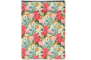 JEILINK Book Sleeve Book Protector Book Pouch Book Lovers Gifts Bookish Gifts Book Cover with Zipper for Hardcover Paperback Washable Floral Printed Gift Bag for Women Bride Nurse Birthday, BookCover