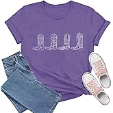 TIEEI Western Shirts for Women Retro Country T-Shirt Cowgirl Tee Tops