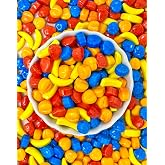 SweetGourmet Fruit Shaped Pressed Coated Hard Candy | Peach, Blueberry, Strawberry, Banana | 2 Pounds