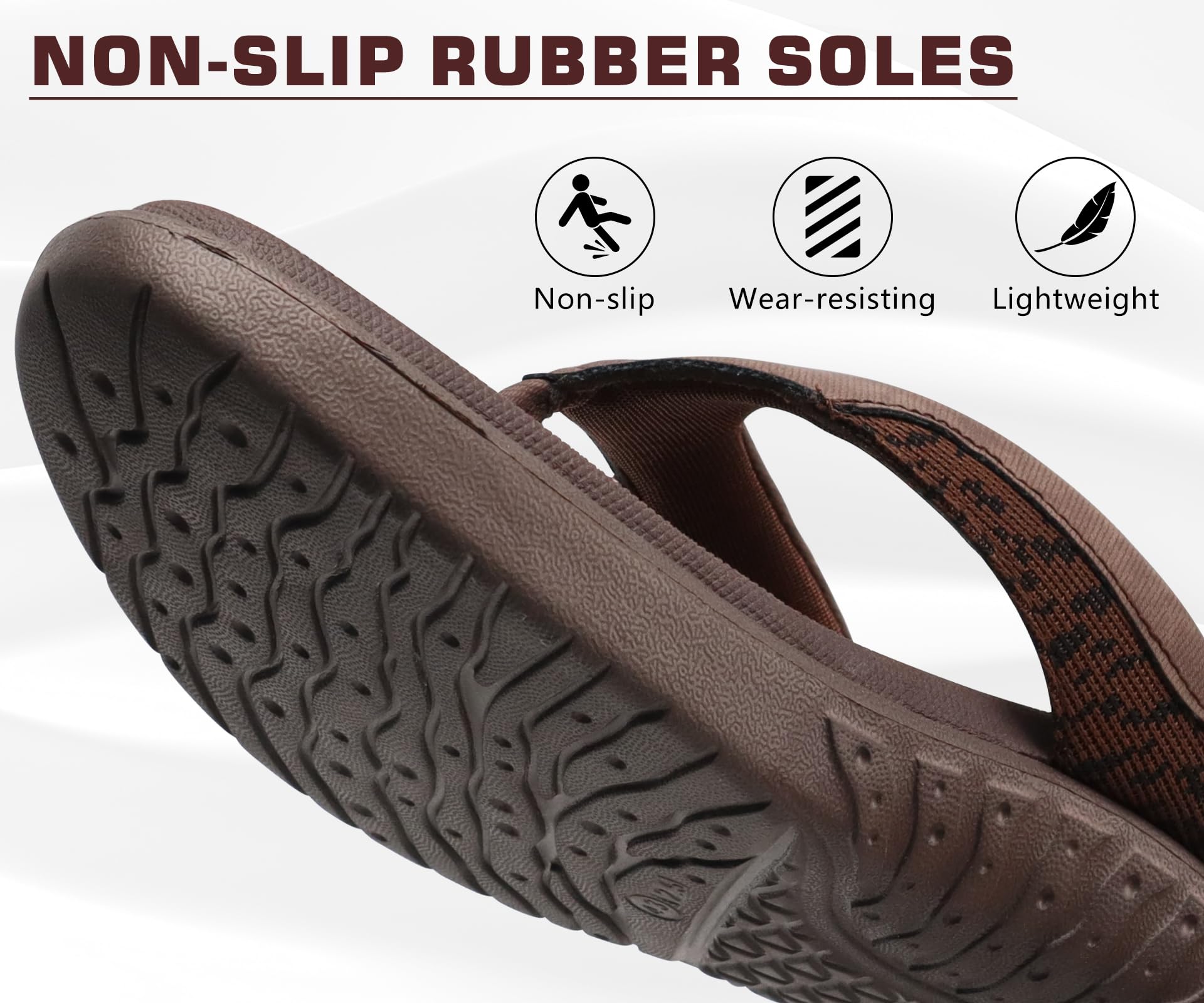 ONCAI Herren Flip Flops Sommer Sport Dusch Schwimmbad Strand Männer Zehentrenner Sandalen Badelatschen Mit Orthopädie Arch Support Gummifußbett Braun Größe 46 6