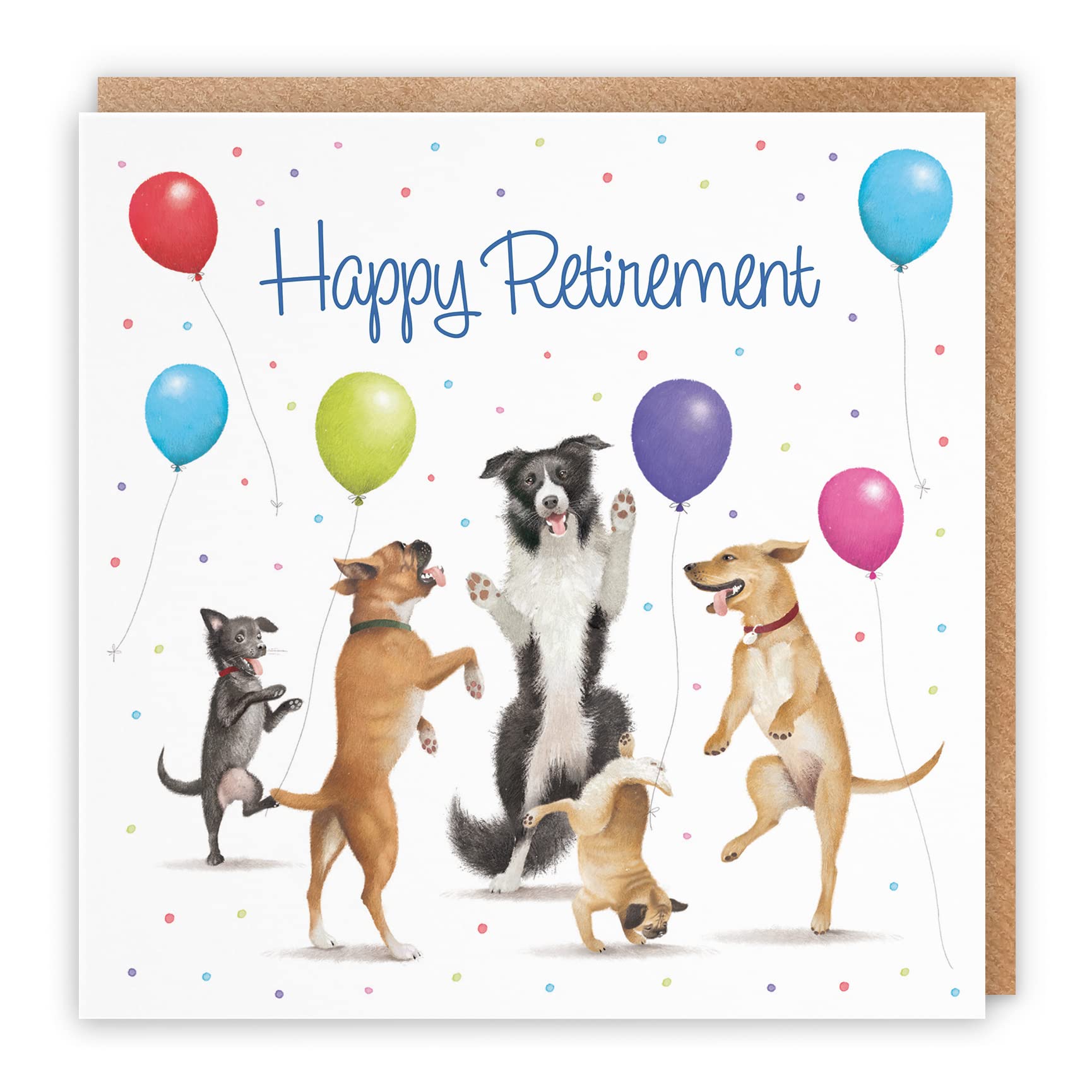 Hunts England Retirement Card For Him Or Her - Happy Retirement - Dancing Dogs - For Men, Women, Colleagues, Friends, etc. - Milo's Gallery Collection