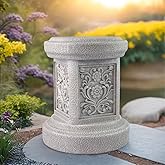 TB TIBAG Classic Statuary Stand Outdoor Pedestal Sculpture Decor Plinth Base Riser, Garden or Home Resin Statuary Pedestal, 12.6" Tall, 7.1 Pounds, (Round)