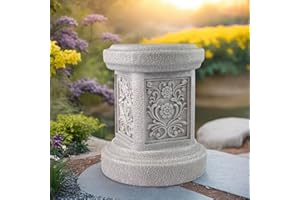 TB TIBAG Classic Statuary Stand Outdoor Pedestal Sculpture Decor Plinth Base Riser, Garden or Home Resin Statuary Pedestal, 12.6" Tall, 7.1 Pounds, (Round)