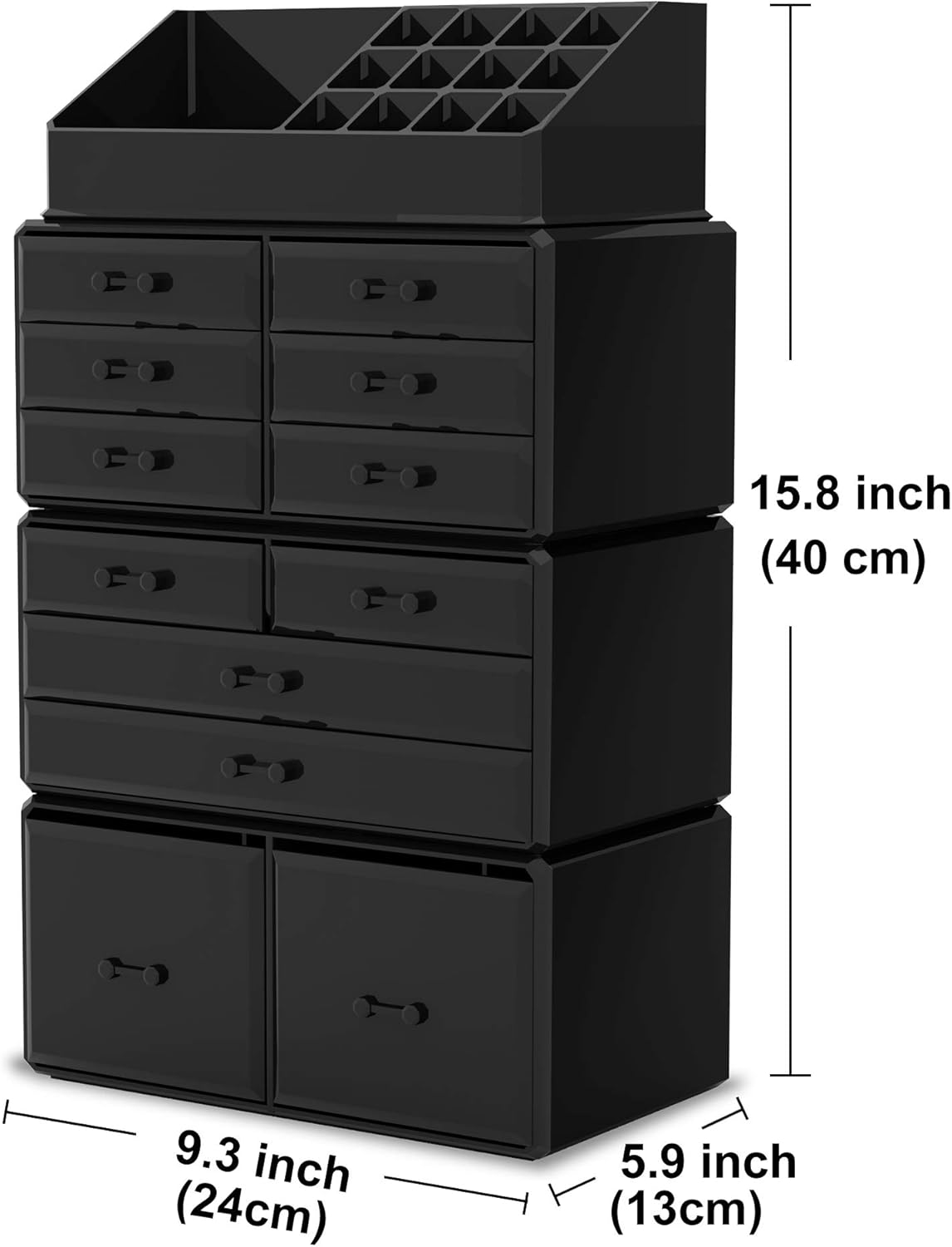 Readaeer Makeup Cosmetic Organizer Storage Drawers Display Boxes Case with 12 Drawers (Black): Home & Kitchen