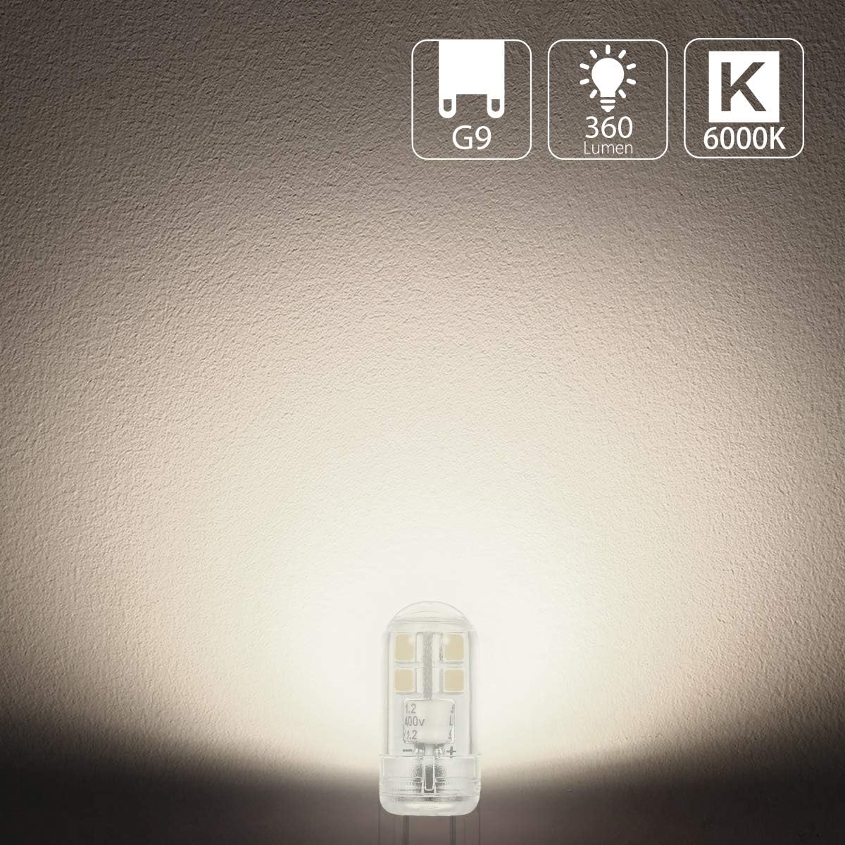 WOWLED G9 LED Light Bulb, 3W Cool White, Upgraded No Flicker No Strobe, Replace Halogen Bulbs, Clear Shell, for Home Lighting Decor - Image 5