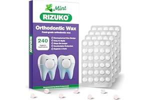 RIZUKO Orthodontic Wax for Braces - 240 Dental Wax Dots | Hygienic Individual Wraps, Mint Flavor