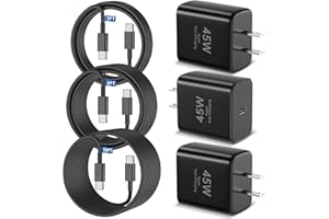 Susnwere 45W Super Fast Charger Type C,3Pack 45W USB C Fast Charging Block With 60W 3/6/10FT USB C to Type C Cable for Samsun