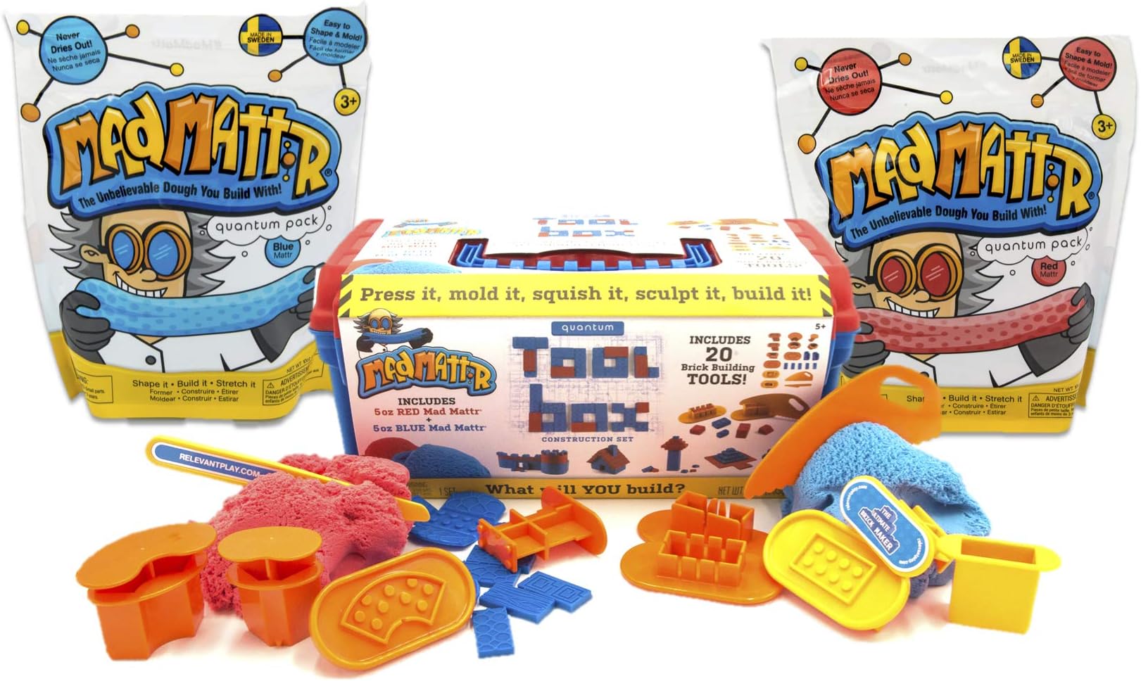 Relevant Play Mad Mattr Quantum Tool Box Bundle with 2 Extra 10oz Packs (30oz of Mad Mattr Total)