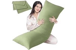 Cosybay Full Body Pillow Insert with Sage Green Pillowcase - Fluffy Long Bed Pillow for Adults - Firm Large Body Pillow with Washable Cover for Side and Back Sleepers - 20x54 Inch(Sage Green)
