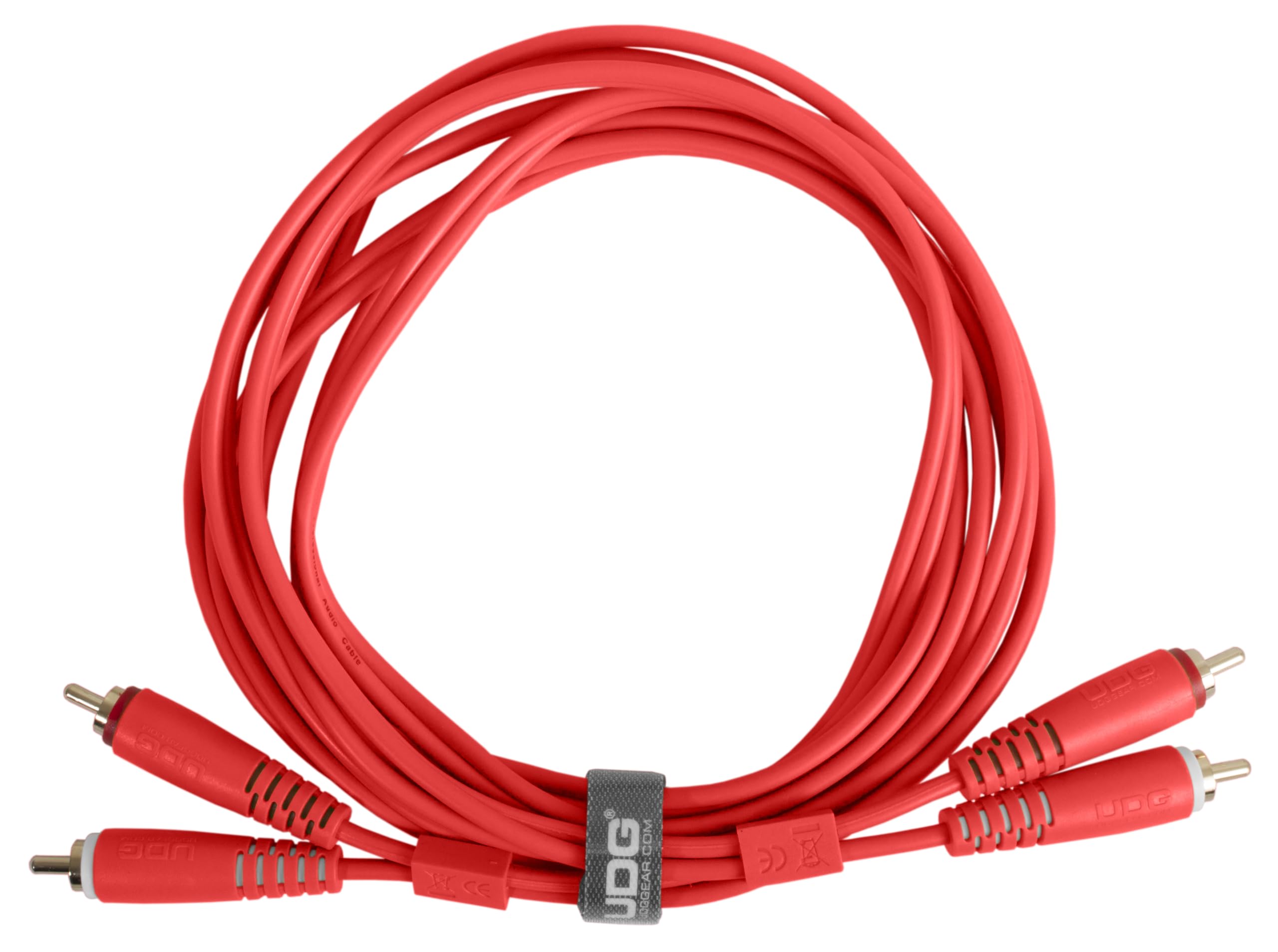 UDG Audio Cable Set RCA - RCA Red Straight 1.5m, Compatible with all Jack to Jack devices