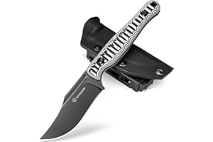 SPITZKANTE D2 EDC Fixed Blade Knife LW-Y, 8" Tactical Knife with Sheath, 3.5" Clip Point Black Blade, G10 Handle, Camping, Hunting, Survival and Outdoor Use