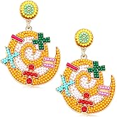 Teacher Pencil Earrings for Women Beaded Pencil Dangle Earrings Statement Rainbow Match Apple Earrings Back To School Jewelry Teacher Appreciation Gift