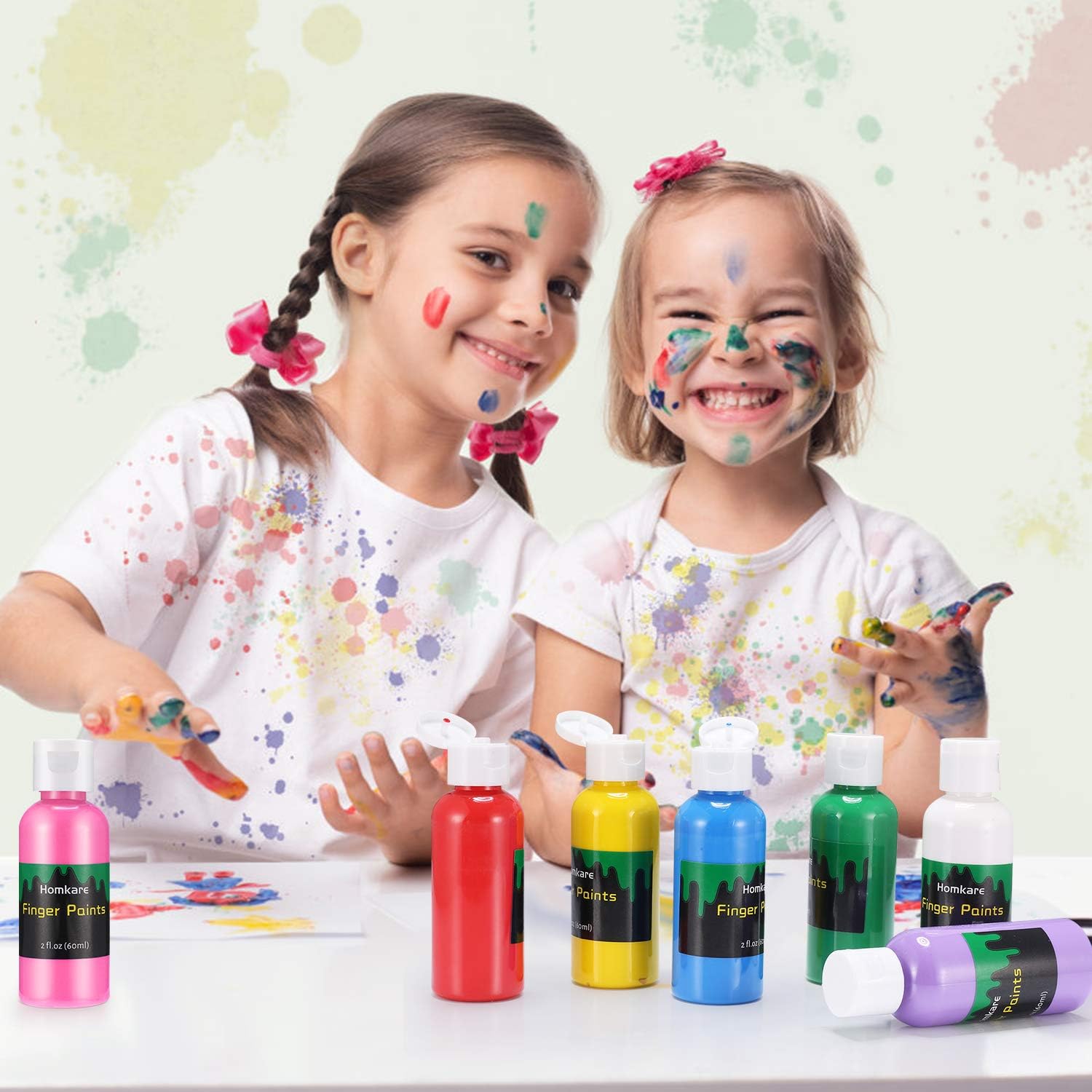 Homkare Finger Paints 18 Colors Finger Paint for Toddlers Non Toxic Washable Kids Finger Paints Set for Toddlers and Kids (2.03 fl.oz/60ml Each): Home Improvement