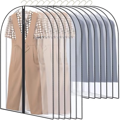 GoMaihe 12 Pack Clothes Cover Bags 60x100/60x120cm Transparent Zip Wardrobe