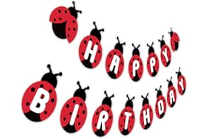 SILVIMA Ladybug Birthday Banner, Cute Ladybird Bday Bunting Sign, Insect Theme Baby Shower Decorations