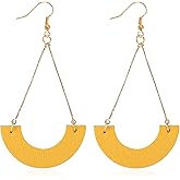 KINIVA Leather Dangle Earrings for Women Trendy, Lightweight Leaf Circle Lightning Earrings Drop, Jewelry Gifts for Women