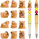 12Pcs 3D Capybara Acrylic Focal Beads for Beadable Pens Cute Animal Spacer Craft Beads for DIY Craft Beadable Pens Bracelet Necklace Earrings Keychain Jewelry Making(6 Design)