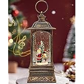 Large Christmas Snow Globes Lantern, 11" Lighted Electric Snowglobes with 8 Holiday Songs, 6H Timer Dual Power, Santa Snowman Musical Christmas Ornaments Snow Globe for Kids Adults Gifts for Men Women