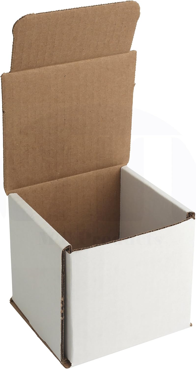 White Corrugated Shipping Boxes/Mailers 4" x 4" x 4" for Storing or Shipping Smaller Items Double Wall Crush Resistant by MT Products (10 Pieces) : Office Products