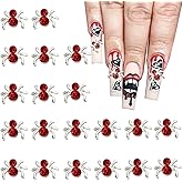 3D Halloween Spider Nail Charms Silver Spider Charms for Nails Inlay Rose Red Gems Punk Retro Spider Nail Rhinestones Gems and Charms Nail Art Supply for Women Halloween Decorations 20 Pcs