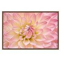 SIGNWIN Framed Canvas Wall Art Blush Pink and Yellow Dahlia Flower Floral Plants Photography Modern Art Contemporary Closeup Relax/Calm Duotone for Living Room, Bedroom, Office - 16