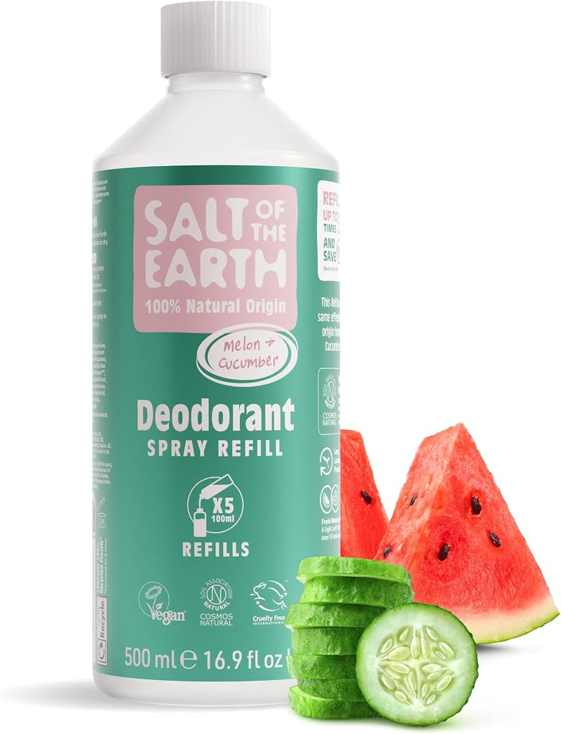 Salt Of The Earth Natural Deodorant Spray Refill 500ml Melon Cucumber
