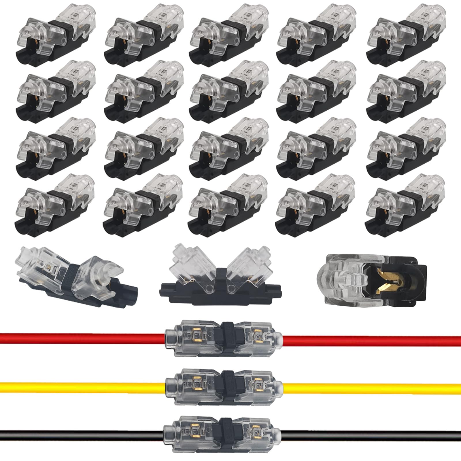 Wire Connectors, CTRICALVER 1-pin 1 Way Low Voltage H Tap connectors No Wire-Stripping Required, Compact Wire H Type Connectors fits 18-22 AWG Electrical Wire Connection(20Pcs)