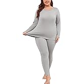 COOTRY Plus Size Thermal Underwear for Women Fleece Lined Long Johns Base Layer Top and Bottom Sets for Winter