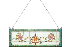 Capulina Transom Tiffany Style Stained Glass Window Panels Large Horizontal Traditional Art Handcrafts for Home Decor and Gifts