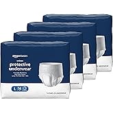Amazon Basics Unisex Protective Underwear with Odor Control, Overnight Absorbency, Large, 56 Count (4 Packs of 14)