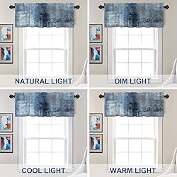 Batmerry Blue Abstract Grey Valance Curtains, Grey