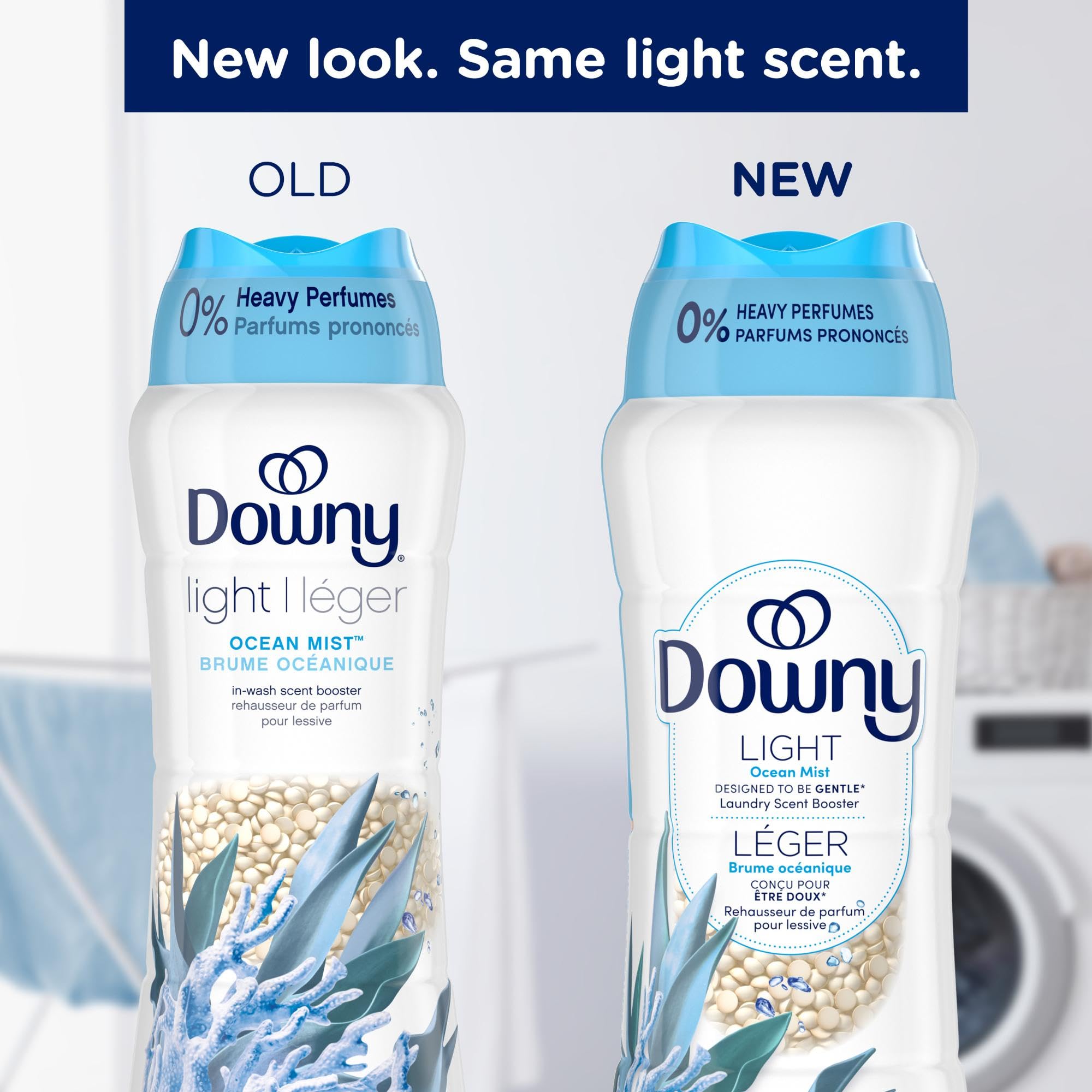 Downy Light Laundry Scent Booster Beads for Washer, Ocean Mist, 24 oz, with No Heavy Perfumes