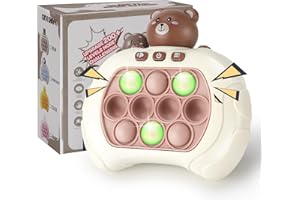BLOVEAUTY Pop Fidget Game for Kids Adult Quick Push Handheld Games Controller with Light Up Bubble, Portable Puzzle Game Machine, Paty Favors Sensory Toy Gifts for 3-12 Children Kids Toddlers Gris