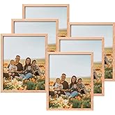 ATOBART 8x10 Set of 6 Oak Wood Picture Frame Solid Wooden Photo Frame Natural Wood Color Frames with Real Glass for Wall Mounting or Tabletop Living Room Bedroom Home Decor