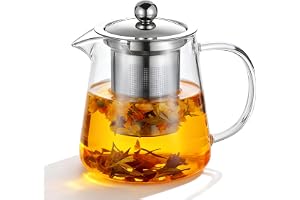 Glass Teapot with Stainless Steel Infuser, Borosilicate Glass Tea Maker, Stovetop Safe (550ML)