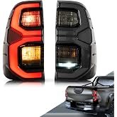 VLAND LED Tail Lights Compatible with Toyota Hilux 2015-2020 Revo(NOT for Tonka) Pickup Truck, Rear Lamp Assembly w/Dynamic Animation Running Light, Passenger+Driver Sides Smoke LHD