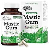 Wild & Organic Mastic Gum Capsules - 1000 mg Mastic Gum Supplement for Gut Support - 45 Days of Supply - 90 Vegan Resin Capsules - No Fillers, Non-GMO, Gluten-Free