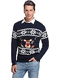 Aibrou Maglione Natalizio Uomo, Maglie Natale Uomo Girocollo Manica Lunga, Maglione Pullover Uomo per Xmas Autunno Inverno
