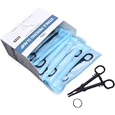 UAN Sterilized Piercing Clamp, Piercing Positioning Forceps with Fixing Rubber Band (Pack of 10)