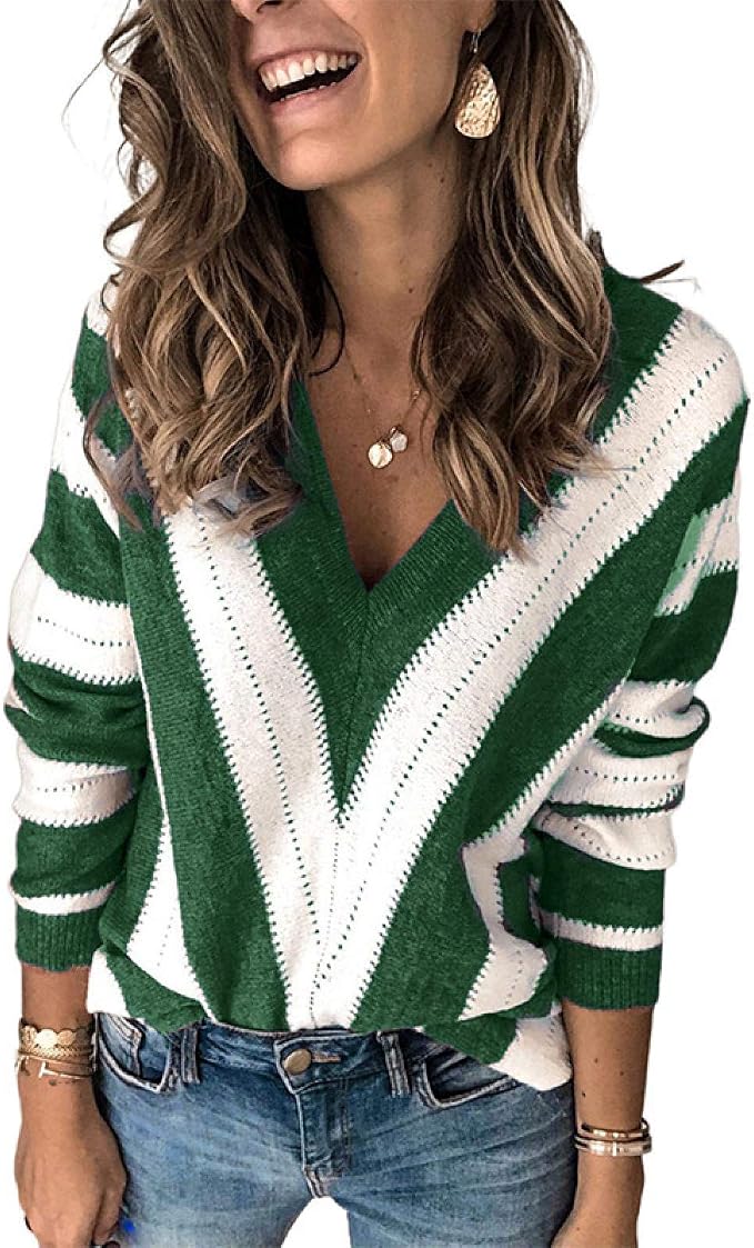 Karia L S Stripe Pullover Knit Hedge Green Stripes