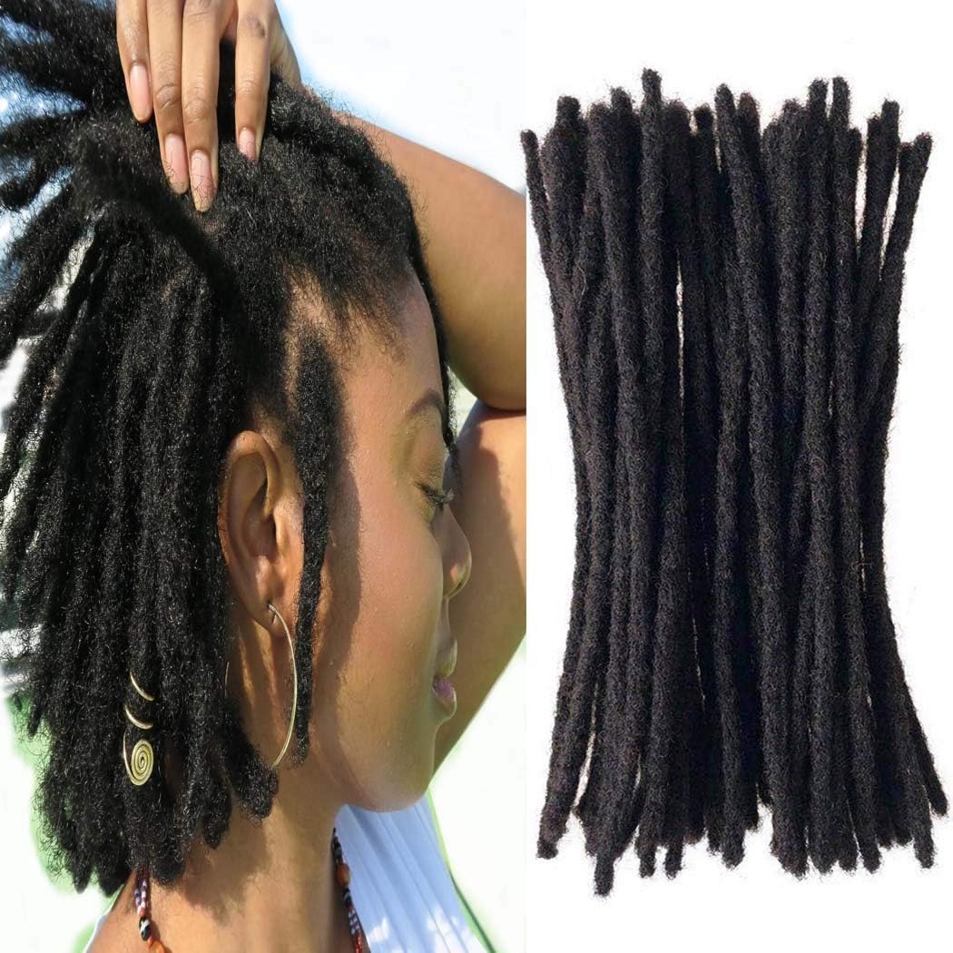 Yotchoi 100% Human Hair Dreadlocks Extension Handmade Locs Small Size(diameter 0.4cm) 10inch 40 Strands/pack Natural Black #1B