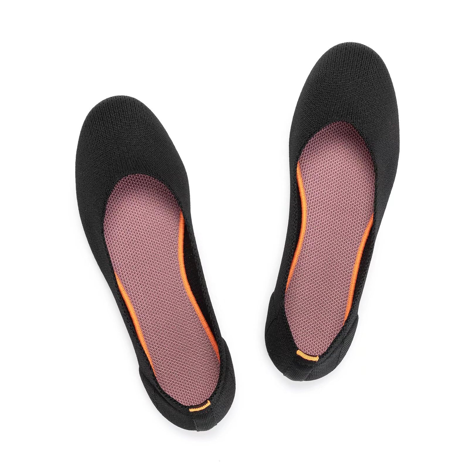 ZURIN Women's Knit Ballet Flats With Arch Support - Comfortable Slip-On Dress Shoes For Work & Casual