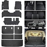 WAYIDSS Floor Mats for Nissan Armada 2025 8 Seats (Not Fit 7 Seats) & Infiniti QX80 with Trunk Mat & Backrest Mat, 9PC TPE All-Weather Set - Custom Fit Non-Slip Floor+Cargo Liners Accessories