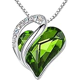 Leafael Valentine's Day Gift Necklaces for Women, Infinity Love Birthstone Heart Crystal Pendant, Birthday Anniversary Jewelry for Wife, Mom, and Her, Silver Plated, 18" + 2" Adjustable Chain