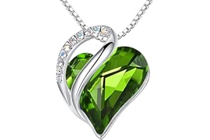 Leafael Necklaces for Women, Infinity Love Birthstone Heart Crystal Pendant, Birthday Jewelry Gifts for Her, Mom, and Wife, Silver Plated, 18 plus 2 inch Adjustable Chain